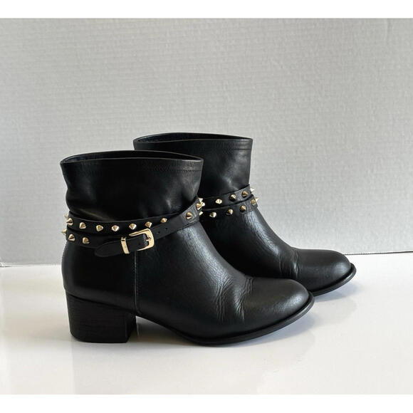 Matisse Rocker Ankle Boots Women’s 7.5M Black Leather Spike Studded Moto Pull On - Picture 2 of 16